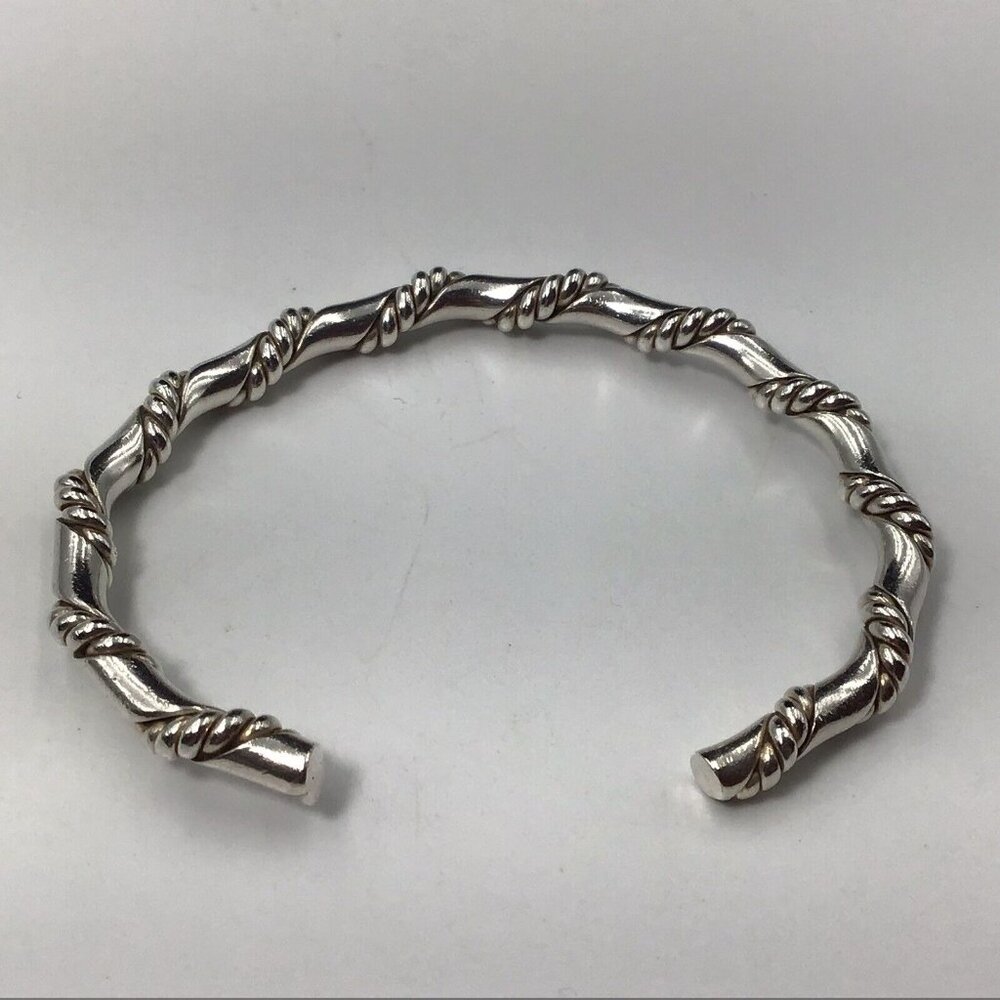 Sterling Silver Cuff Bracelet Solid Braided Desig… - image 3